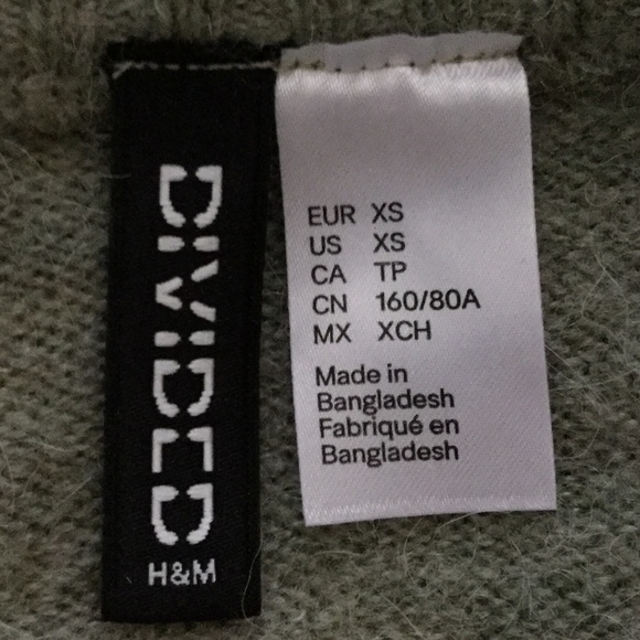 TWO Extra Small H&M Sweaters: Gray Turtleneck and Mint Green Crewneck NWOT - Picture 4 of 8
